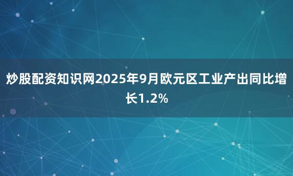 炒股配资知识网2025年9月欧元区工业产出同比增长1.2%